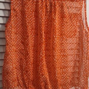 Ruched Orange Sleeveless Tank Top